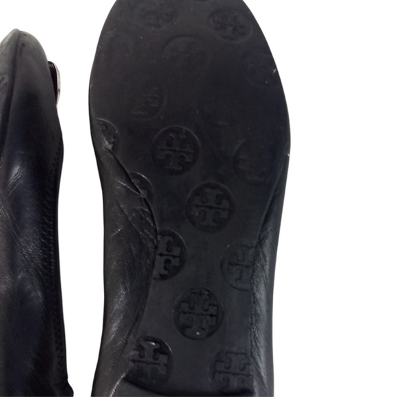 TORY BURCH Black Ballet Flats with Silver insignia  Size 7 - Picture 14 of 14